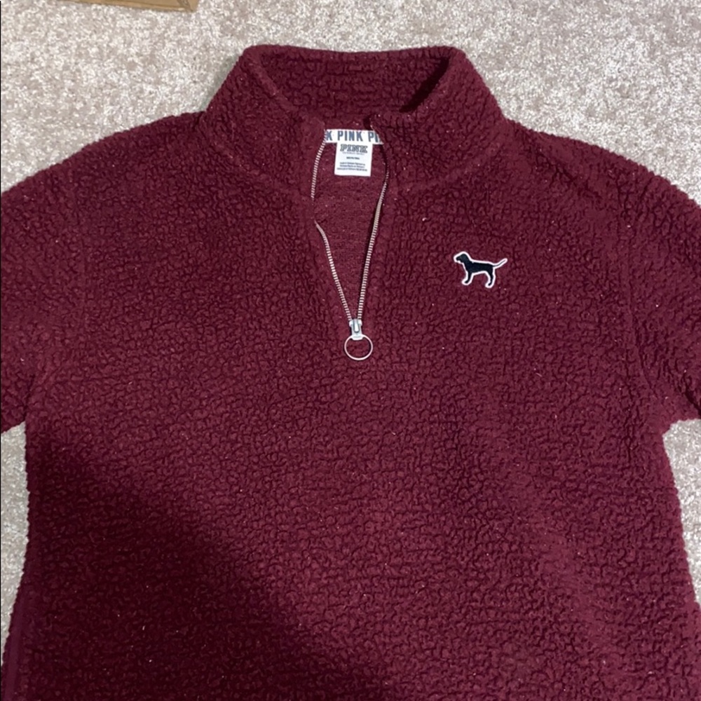 PINK sherpa 3/4 zip jacket